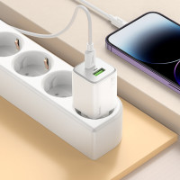 Мережевий зарядний пристрій HOCO N41 Almighty PD20W+QC3.0 charger White (Колір 7068) - фото № 4