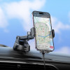 Автотримач для телефона з БЗП HOCO HW5 Journey wireless fast charging car holder(center console) Black (Черный)- № 6