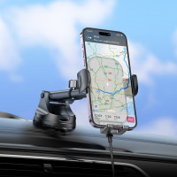 Автотримач для телефона з БЗП HOCO HW5 Journey wireless fast charging car holder(center console) Black (Колір Черный) - фото № 6