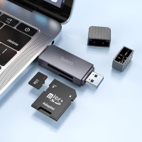 Кардрідер HOCO HB45 Spirit 2-in-1 USB/Type-C 3.0 card reader Metal gray (Цвет Metal Gray) - фото № 6