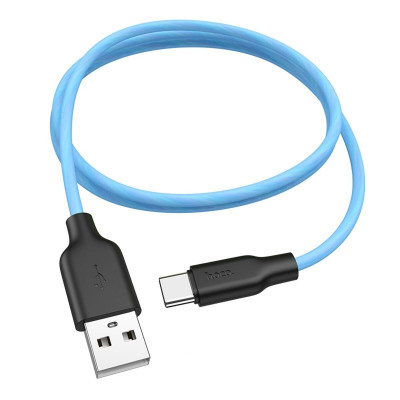 Кабель HOCO X21 Plus USB to Type-C 3A, 1m, silicone, silicone connectors, Black+Blue - зображення 1