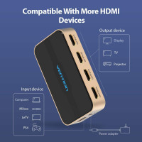 Сплітер Vention 1 In 4 Out HDMI Splitter 4K@30Hz Gold Aluminum Alloy Type EU Standard (ACCG0-EU)  - фото № 4