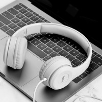 Навушники HOCO W21 Graceful charm wire control headphones Gray (Цвет Серый) - фото № 3