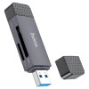 Кардрідер HOCO HB45 Spirit 2-in-1 USB/Type-C 3.0 card reader Metal gray (Metal Gray)- № 5