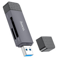 Кардрідер HOCO HB45 Spirit 2-in-1 USB/Type-C 3.0 card reader Metal gray (Цвет Metal Gray) - фото № 5