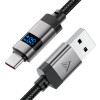 Кабель ACEFAST C15-04 USB-A to USB-C zinc alloy digital display braided charging data cable Black (7073)- № 4
