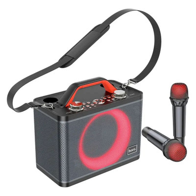 Портативна колонка HOCO BS57 Jenny dual mic wireless karaoke BT speaker Black (6931474794666) - изображение 2