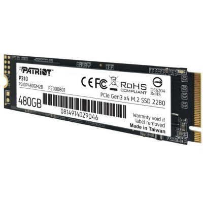 SSD M.2 Patriot P310 480GB NVMe 2280 PCIe 3.0x4 3D NAND TLC - изображение 2
