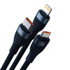 Кабель Baseus Flash Series Ⅱ Two-for-three Charging Cable U+C to M+L+C 100W 1.2m Blue (Синий)- № 3