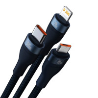 Кабель Baseus Flash Series Ⅱ Two-for-three Charging Cable U+C to M+L+C 100W 1.2m Blue (Цвет Синий) - фото № 3