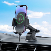 Автотримач для телефона з БЗП BOROFONE BH214 Adelante wireless fast charging car holder(center console) Black (Цвет Черный) - фото № 7