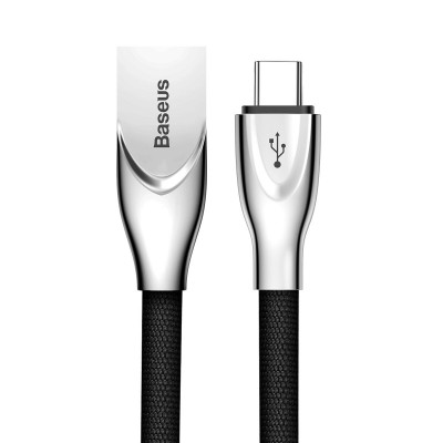 Кабель Baseus Zinc Fabric Cloth Weaving Cable USB For Type-C 1m Black - зображення 1