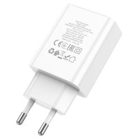 Мережевий зарядний пристрій HOCO C100A PD20W+QC3.0 charger with digital display White  - фото № 3