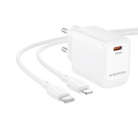 Мережевий зарядний пристрій BOROFONE BN26 Fuente single-port PD20W charger set (C to iP) (EU) White (Колір Білий) - фото № 5
