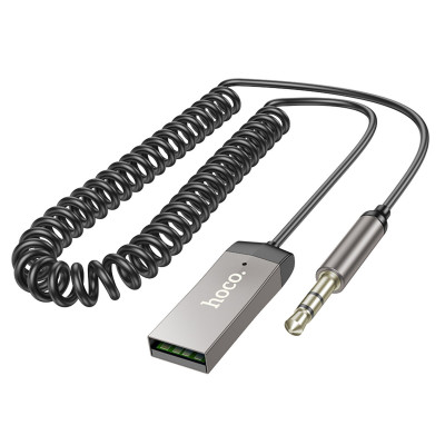 Bluetooth-ресивер HOCO E78 Benefit car AUX BT receiver with cable Black Metal Gray - изображение 6