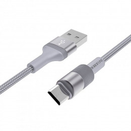 Кабель BOROFONE BX21 USB to Micro 2.4A, 1m, nylon, aluminum connectors, Metal Gray