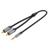 Кабель Vention 3.5MM Male to 2-Male RCA Adapter Cable 10M Gray Aluminum Alloy Type (BCNBL) - изображение 2