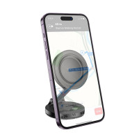 Автотримач для телефона HOCO H61 Show folding ring magnetic car holder (dashboard) Black Metal Gray (Колір Black Metal Gray) - фото № 5