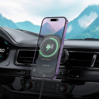 Автотримач для телефона з БЗП BOROFONE BH215 Adelante magnetic wireless fast charging car holder(air outlet) Black (Колір Черный) - фото № 7