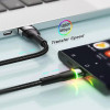 Кабель Essager Colorful LED USB Cable Fast Charging 3A USB-A to Type C 1m black (EXCT-XCD01) (EXCT-XCD01) - зображення 6