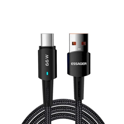 Кабель ESSAGER Sunset Type-C 6A USB charging and data Fully compatible cable 2m Black - зображення 1