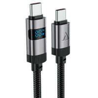 Кабель ACEFAST C15-03 USB-C to USB-C zinc alloy digital display braided charging data cable Black (Колір 7073) - фото № 4