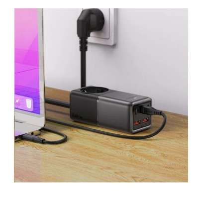 Мережевий зарядний пристрій ACEFAST Z2 PD75W GaN (3*USB-C+2*USB-A) desktop charging adapter Black - зображення 7