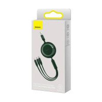 Кабель Baseus Bright Mirror 2 Series Retractable 3-in-1 Fast Charging  Data Cable USB to M+L+C 3.5A 1.1m Green (Цвет Зелёный) - фото № 2
