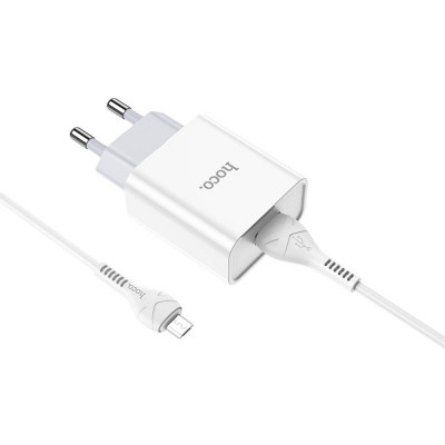 Мережевий зарядний пристрій HOCO C81A Asombroso single port charger set(Micro) White - изображение 3