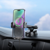 Автотримач для телефона з БЗП HOCO HW5 Journey wireless fast charging car holder(center console) Black (Колір Черный) - фото № 5