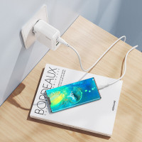 Мережевий зарядний пристрій HOCO C115A Header PD65W  GaN three-port(2C1A) charger White (Цвет Белый) - фото № 8