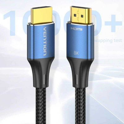 Кабель Vention Cotton Braided HDMI-A Male to Male HD v2.1 Cable 8K 2M Blue Aluminum Alloy Type (ALGLH) - зображення 7
