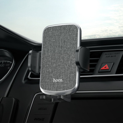 Тримач для мобільного HOCO CA94 Polaris push-type air outlet car holder Black - зображення 7