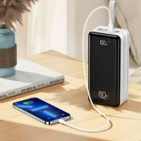 Зовнішній акумулятор REMAX Chinen Series 22.5W  PD+QC  Multi-compatible Fast Charging Power Bank with LED Light  80000mAh RPP-291 White (Цвет White) - фото № 4