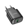 Мережевий зарядний пристрій HOCO C140A Smart single port QC3.0 charger(EU) Black (7073)- № 3