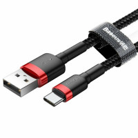 Кабель Baseus Cafule Cable USB For Type-C 3A 1m Red+Black (Цвет Черный) - фото № 3