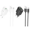 Мережевий зарядний пристрій HOCO C140A Smart single port QC3.0 charger set(Type-C)(EU) Black (7073)- № 4