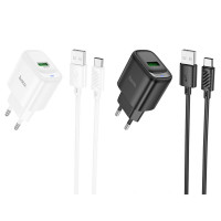 Мережевий зарядний пристрій HOCO C140A Smart single port QC3.0 charger set(Type-C)(EU) Black (Цвет 7073) - фото № 4