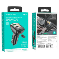 АЗП з FM-модулятором BOROFONE BC41 Eminency QC3.0 Car BT FM transmitter 18W Black (Колір 7073) - фото № 6