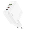 Мережевий зарядний пристрій HOCO C115A Header PD65W  GaN three-port(2C1A) charger White (Белый)- № 6