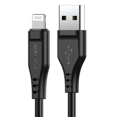Кабель ACEFAST C3-02 USB to iP 2.4A, 1.2m, TPE, TPE connectors, Black - зображення 1