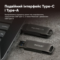 Флеш-накопичувач Patriot USB 3.2 Gen 1 Rage R550 128GB Type-A+C (Колір Черный) - фото № 8