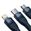 Кабель Baseus Flash Series Ⅱ One-for-three Fast Charging Data Cable USB to M+L+C 66W 1.2m Blue (Синий)- № 4