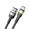 Кабель Essager Colorful LED USB-кабель для быстрой зарядки, 3 А, USB-A, тип C, 1 м, черный (EXCT-XCD01) (EXCT-XCD01) - изображение 2