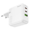 Мережевий зарядний пристрій HOCO C115A Header PD65W  GaN three-port(2C1A) charger White (Белый)- № 4