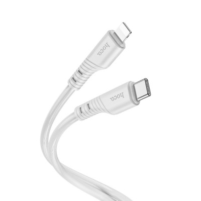 Кабель HOCO X97 Crystal color PD silicone charging data cable iP light gray (6931474799777) - зображення 1