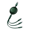 Кабель Baseus Bright Mirror 2 Series Retractable 3-in-1 Fast Charging  Data Cable USB to M+L+C 3.5A 1.1m Green (Зелёный)- № 5
