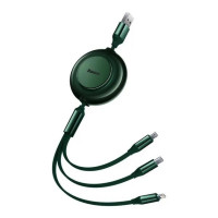 Кабель Baseus Bright Mirror 2 Series Retractable 3-in-1 Fast Charging  Data Cable USB to M+L+C 3.5A 1.1m Green (Цвет Зелёный) - фото № 5