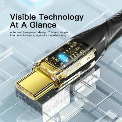 Кабель Essager Interstellar Transparent Design USB-кабель для зарядки USB A to Type C, 7A, 2 м, черный (EXCT-XJA01-P) (EXCT-XJA01-P) - изображение 2