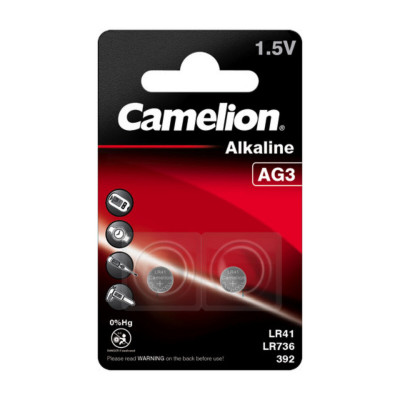 Батарейка CAMELION AG3 Button cell BP2 2шт (C-12050203) (4260216454806) - зображення 1